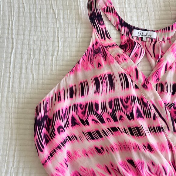 Parker Womens Dress Womens Small Kita Cameo Pop Pink Cosmos Silk Cut Out Mini S - Picture 4 of 10